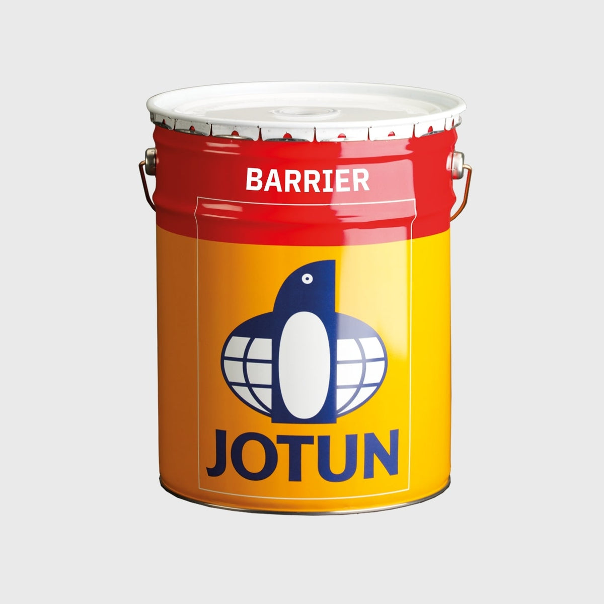 Jotun Barrier 9-litre red tin zinc-rich epoxy primer paint container on a white background