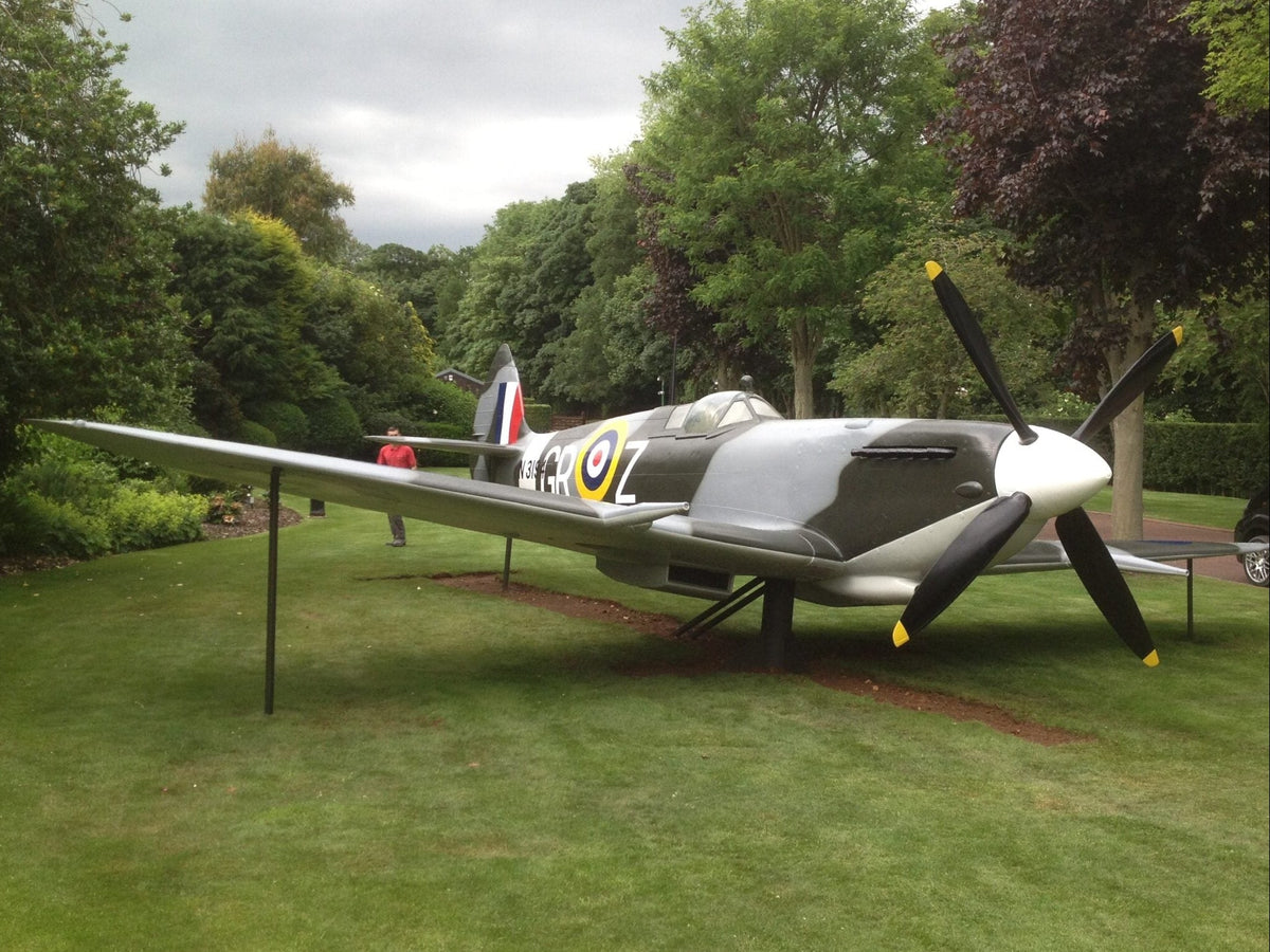 Model Spitfire plane painted with Ultrimax 1 direct-to-metal paint
