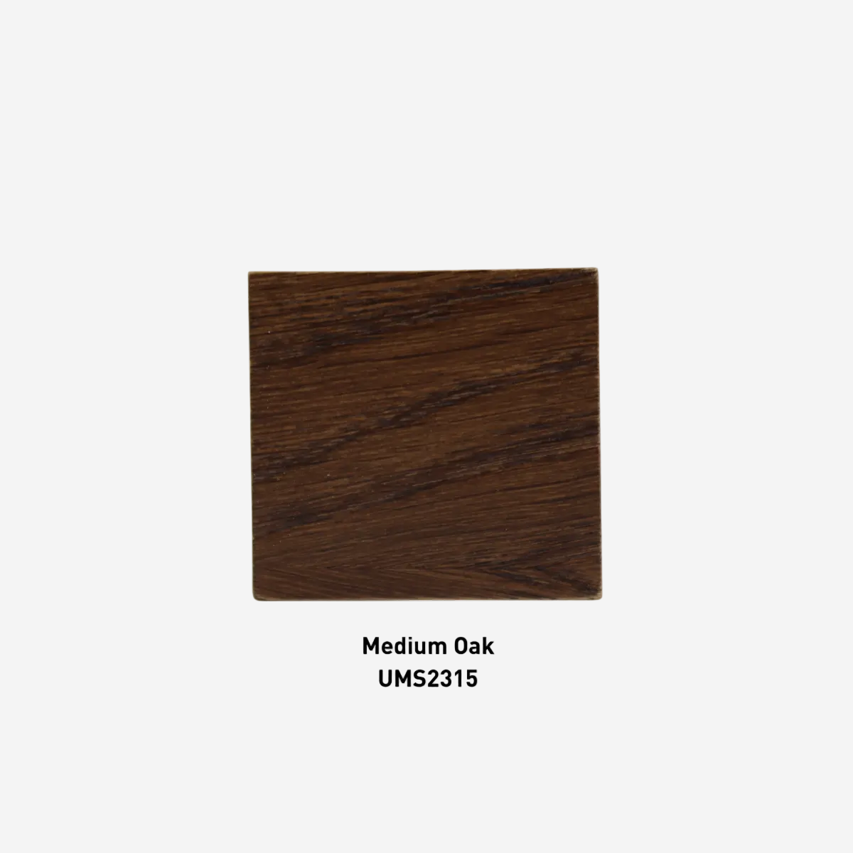 Wooden sample with 'Medium Oak' color swatch and code UMS2315 on a white background