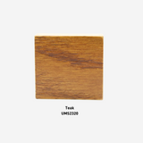 Square swatch of teak wood with UMS2320 label on a white background