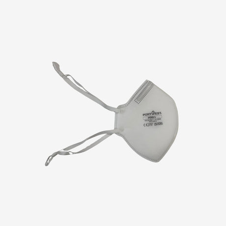 Portwest FFP3 fold flat dust mask with valve and adjustable straps showing front profile